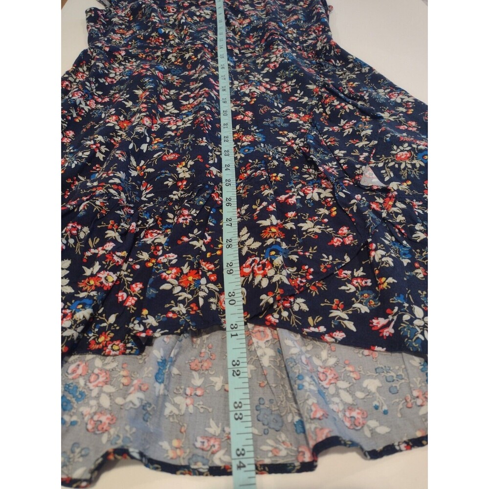 J Crew Ruffle Front Mini Dress Floral Viscose Size 4 Navy Flowy Flirty Girly - Picture 10 of 10